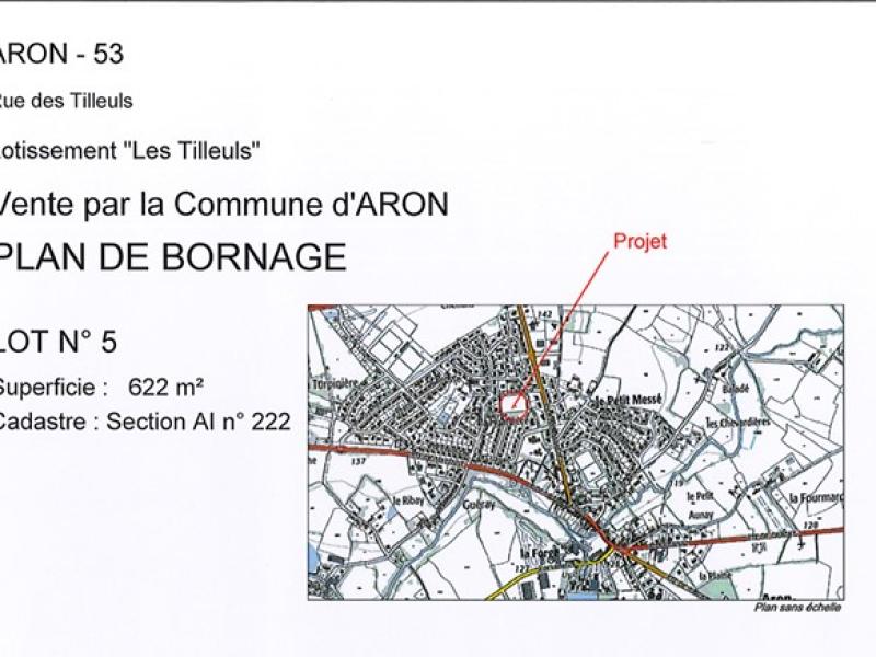 Plan de bornage parcelle 5 Lotissement les Tilleuls ARON