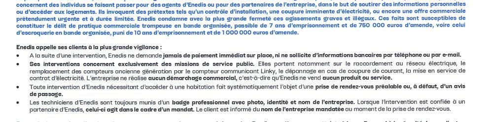 ENEDIS alerte ses clients contre les faux agents et les démarches frauduleux